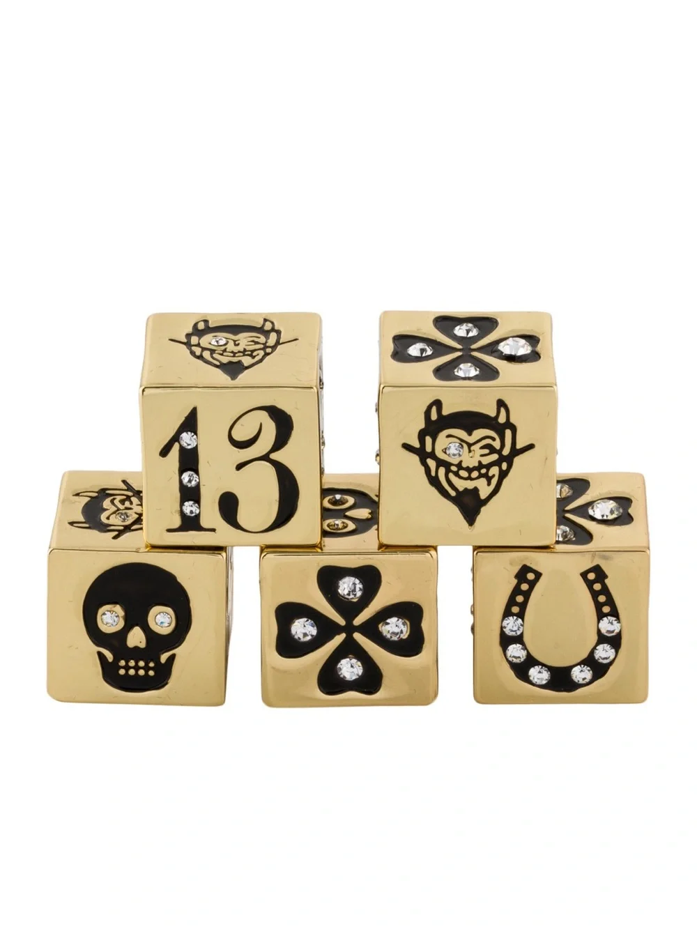 Swarovski & Gold tone Dice Set / brand: D.L. & Co. /Rotten Luck/ Play Or display
